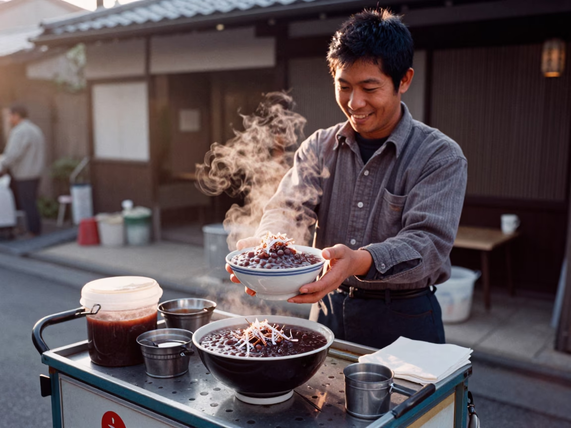 Bubur Ketan Hitam in Tokyo at First Light Of Dawn in in Tokyo, Japan
