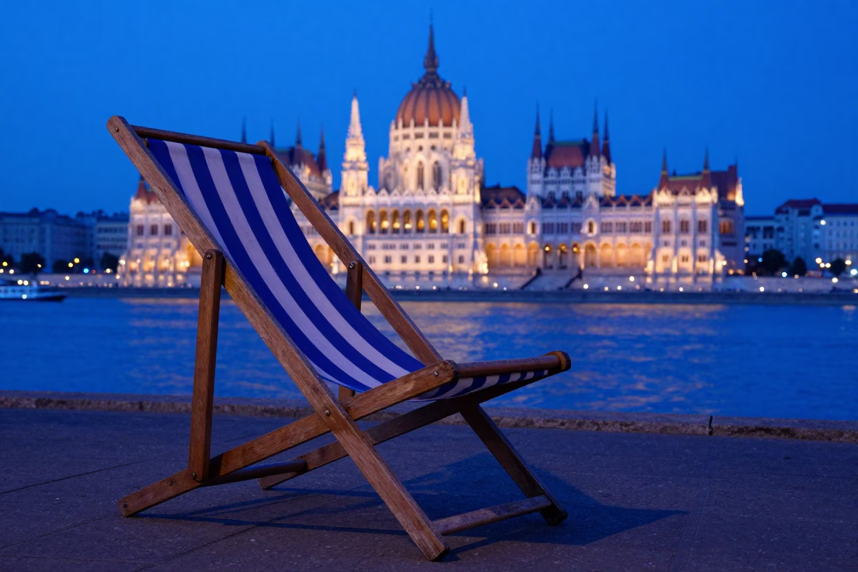Budapest Blue Light at The Last Blue Light Of Evening in in Budapest, Hungary