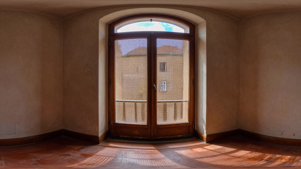 Budapest Cane Window at As First Light Reaches The Scene in in Budapest, Hungary