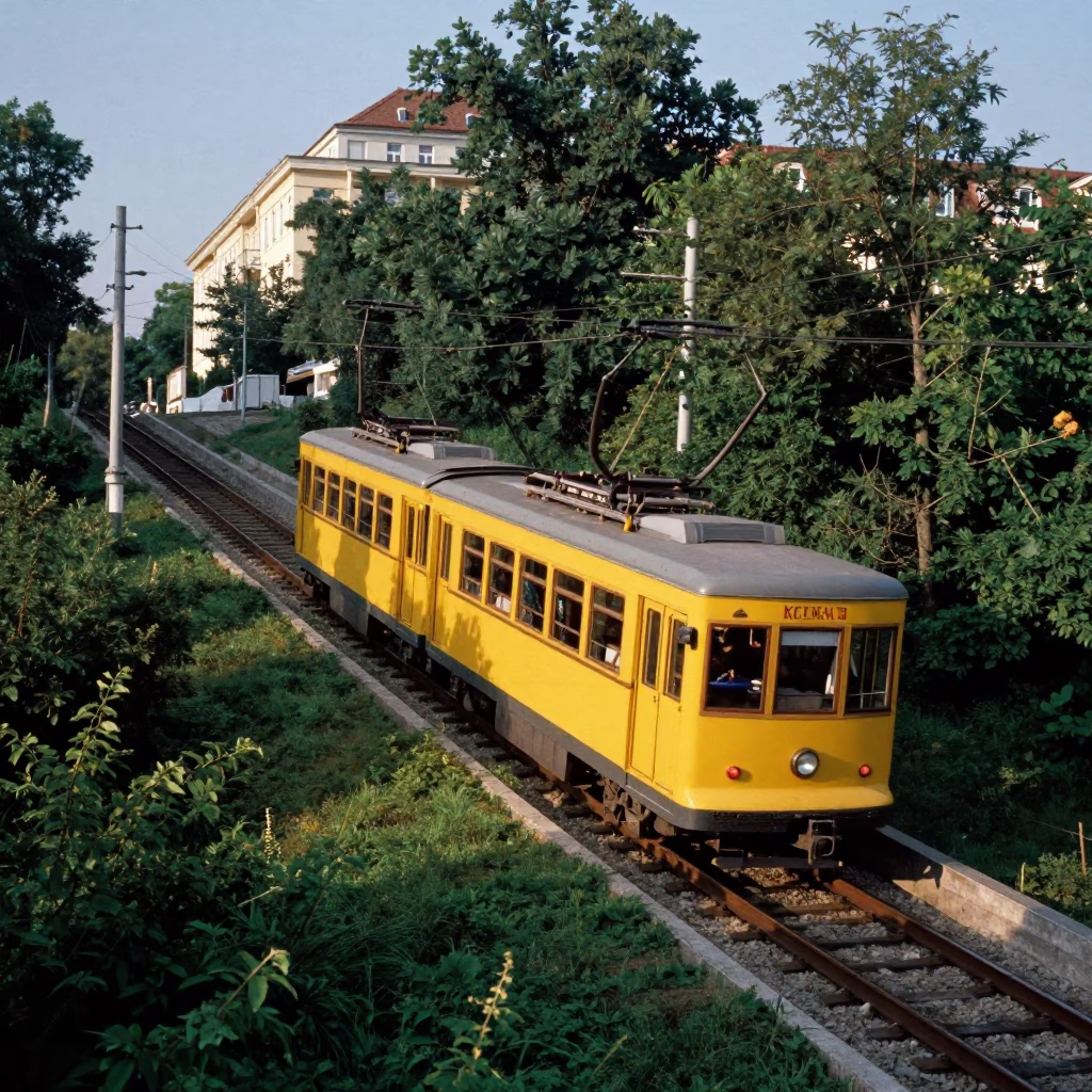 Budapest Hungary Early Afternoon Funicular Railway Ascent Hillside Urban Landscape in in Budapest, Hungary