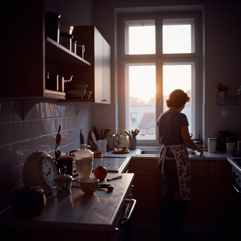 Budapest Kitchen Dawn Interior with Porcelain and Kitchen Timer in in Budapest, Hungary