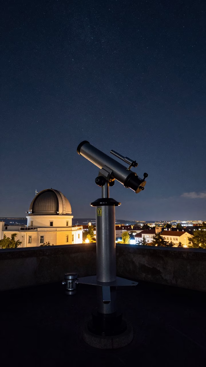 Budapest Observatory Night Sky Telescope Counterweight and Dark Pit View in in Budapest, Hungary