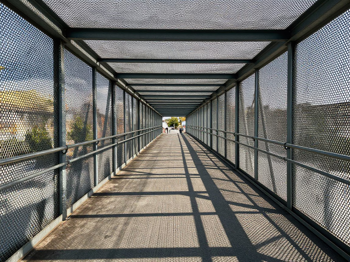 Budapest Pedestrian Overpass at The Flat Glare Of Noon Light in in Budapest, Hungary