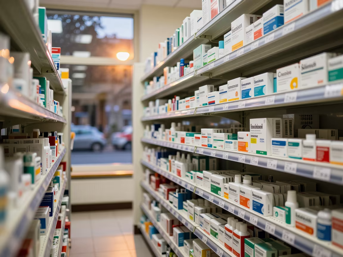 Budapest Pharmacy Stockroom Cold Remedies in inside a stockroom behind the sales floor in Budapest