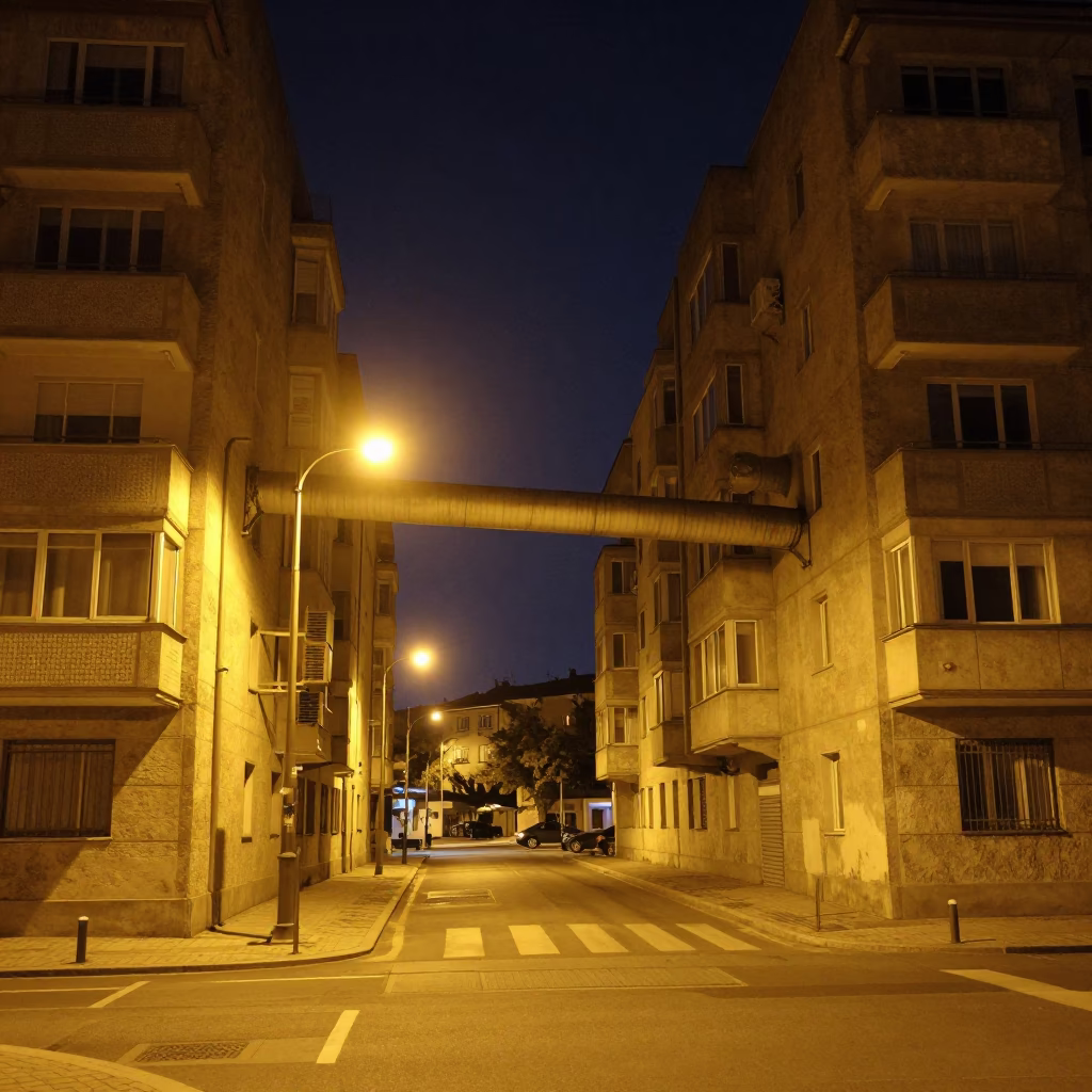 Budapest Street Scene at Deep In The Night Light in in Budapest, Hungary