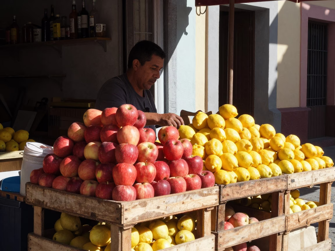 Buenos Aires Arranging Produce in in Buenos Aires, Argentina