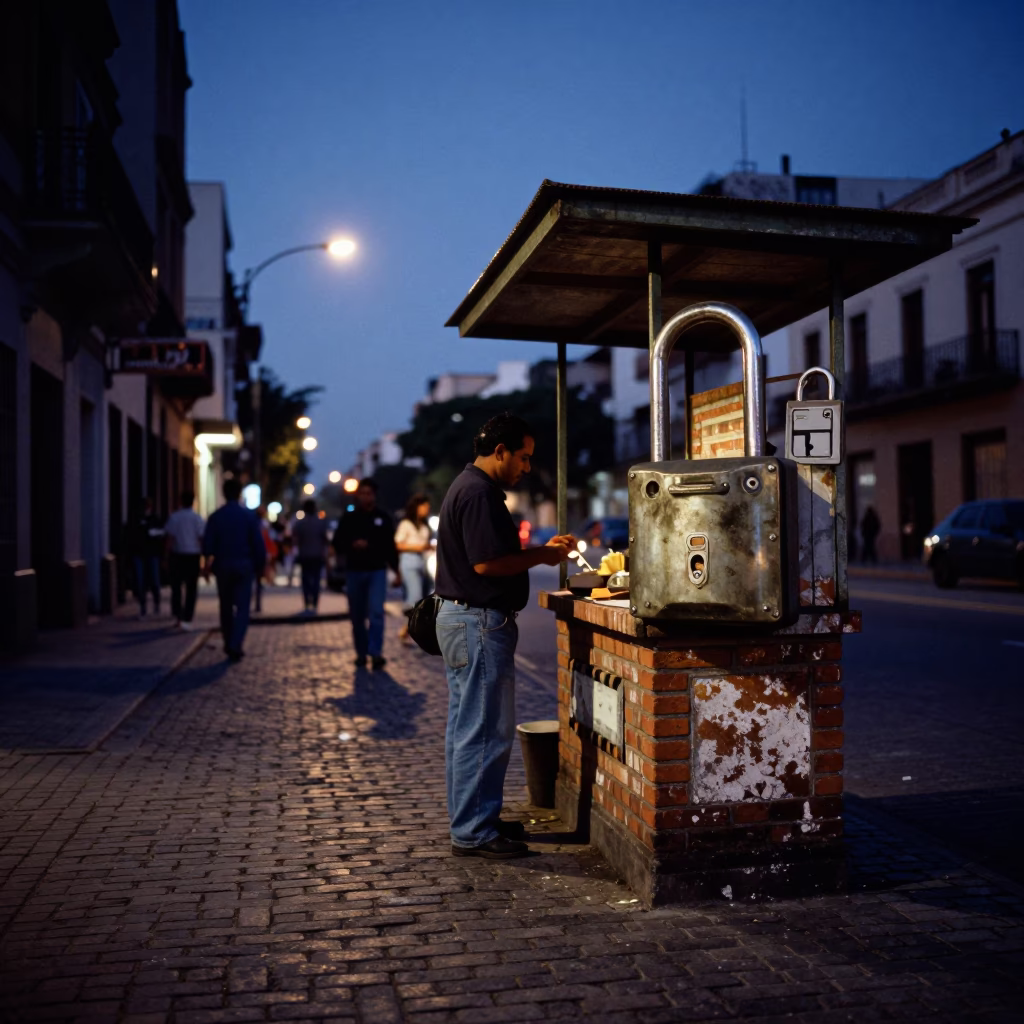 Buenos Aires Blue Hour Street Scene with Lockbox and Key Blank in in Buenos Aires, Argentina