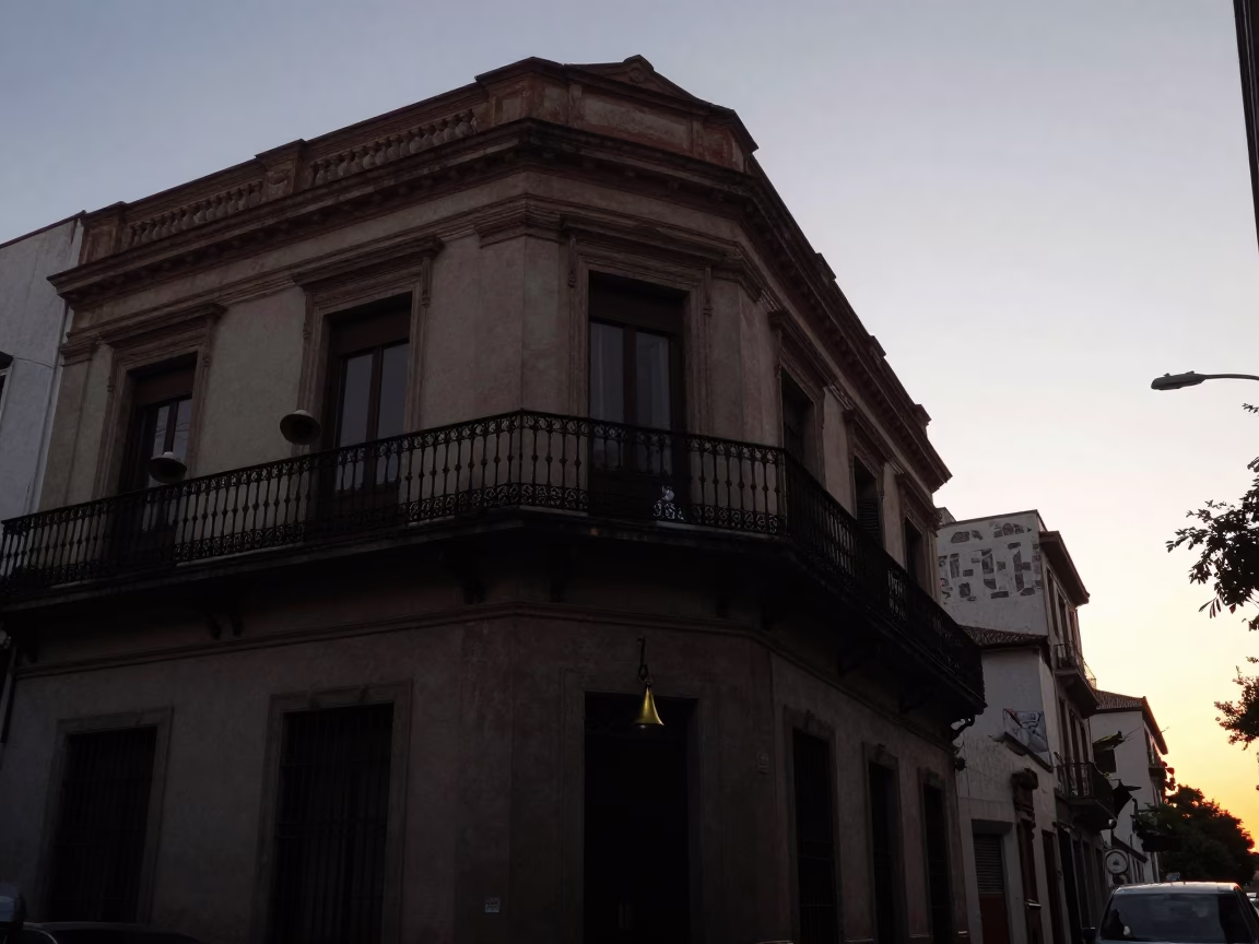 Buenos Aires Dawn Street Scene with Sun Hats and Brass Frame in in Buenos Aires, Argentina