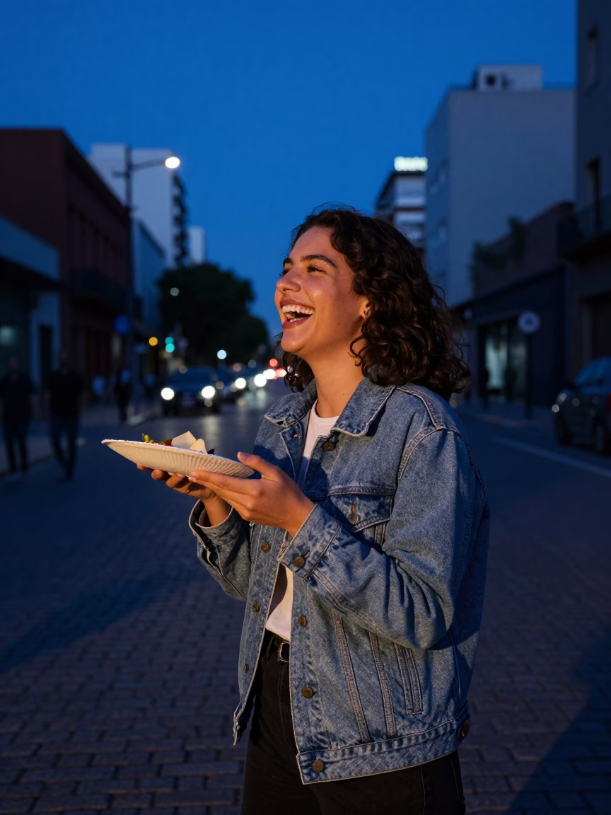 Buenos Aires Food Moment at Blue Hour in in Buenos Aires, Argentina