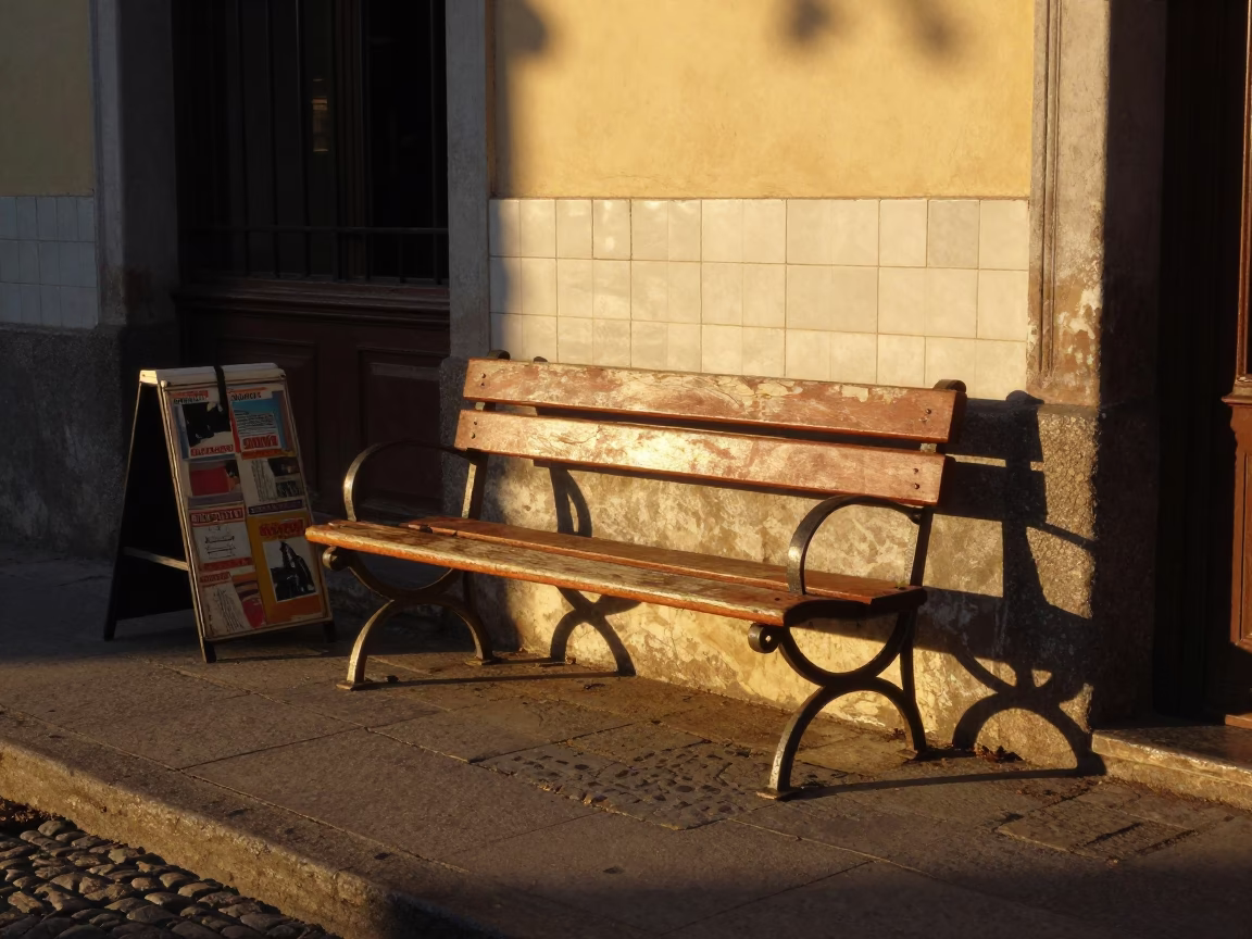 Buenos Aires honeyed evening light street scene with vintage details in in Buenos Aires, Argentina