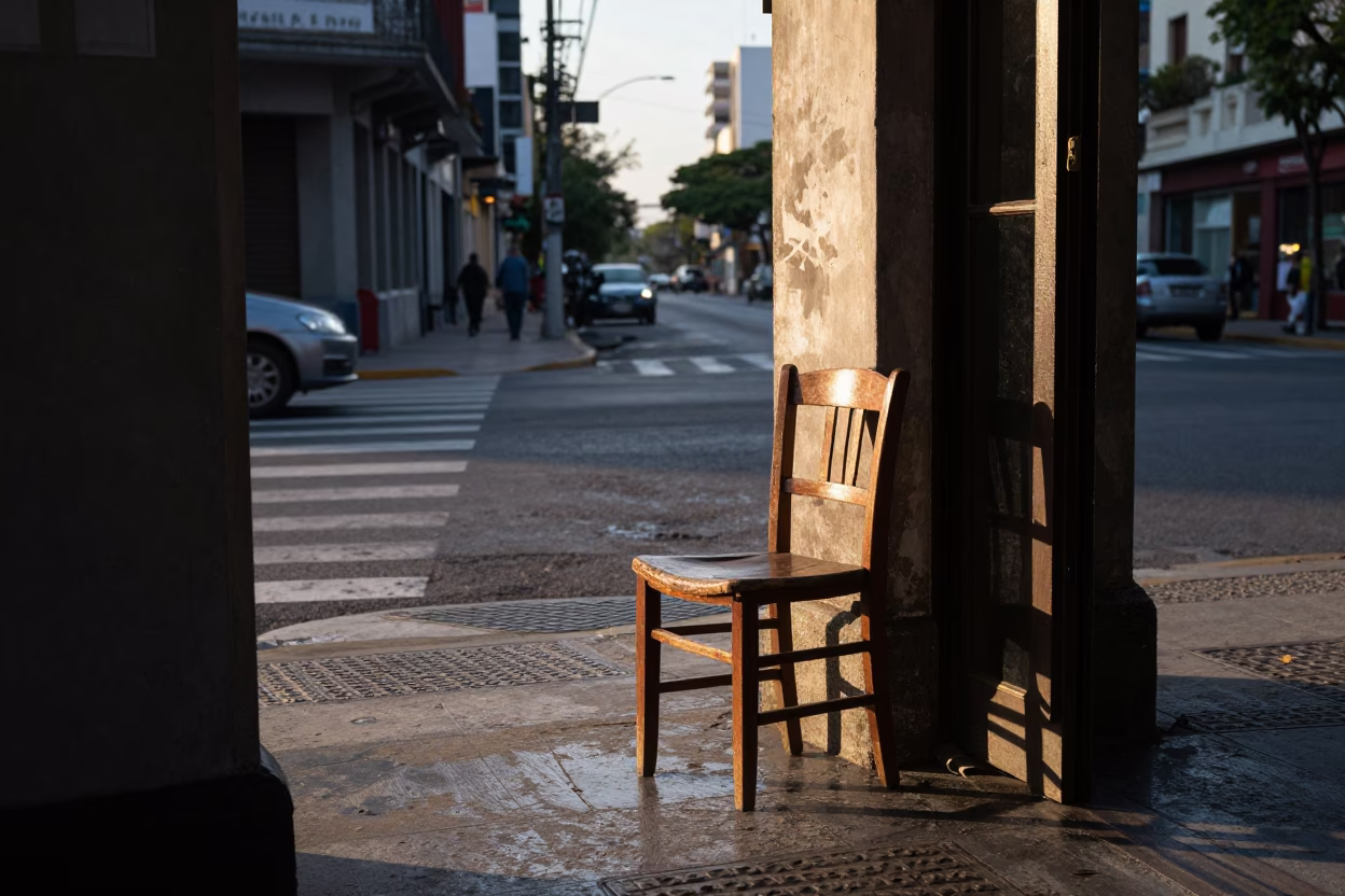 Buenos Aires Street Corner at The Early Morning Light in in Buenos Aires, Argentina