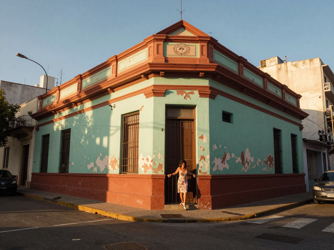 Buenos Aires Street Scene at The Late Afternoon Light in in Buenos Aires, Argentina