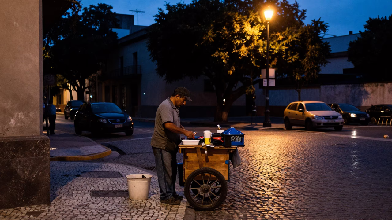 Buenos Aires Street Vendor at Blue Hour in in Buenos Aires, Argentina
