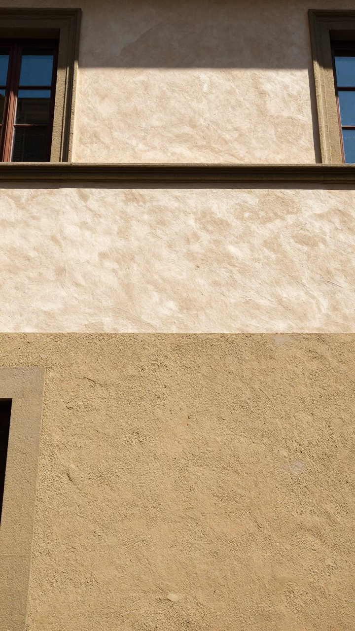 Building Facade in Florence at The Flat Glare Of Noon Light in in Florence, Italy