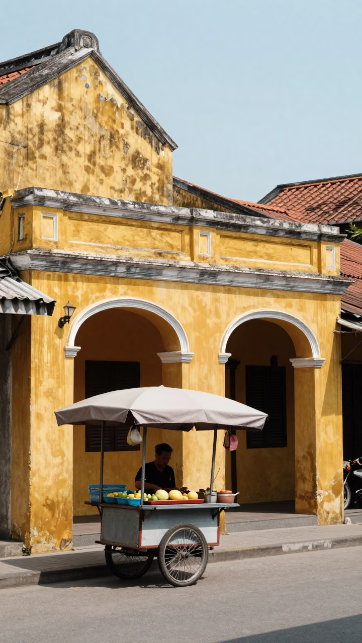 Building Facade in Hoi An in in Hoi An, Vietnam