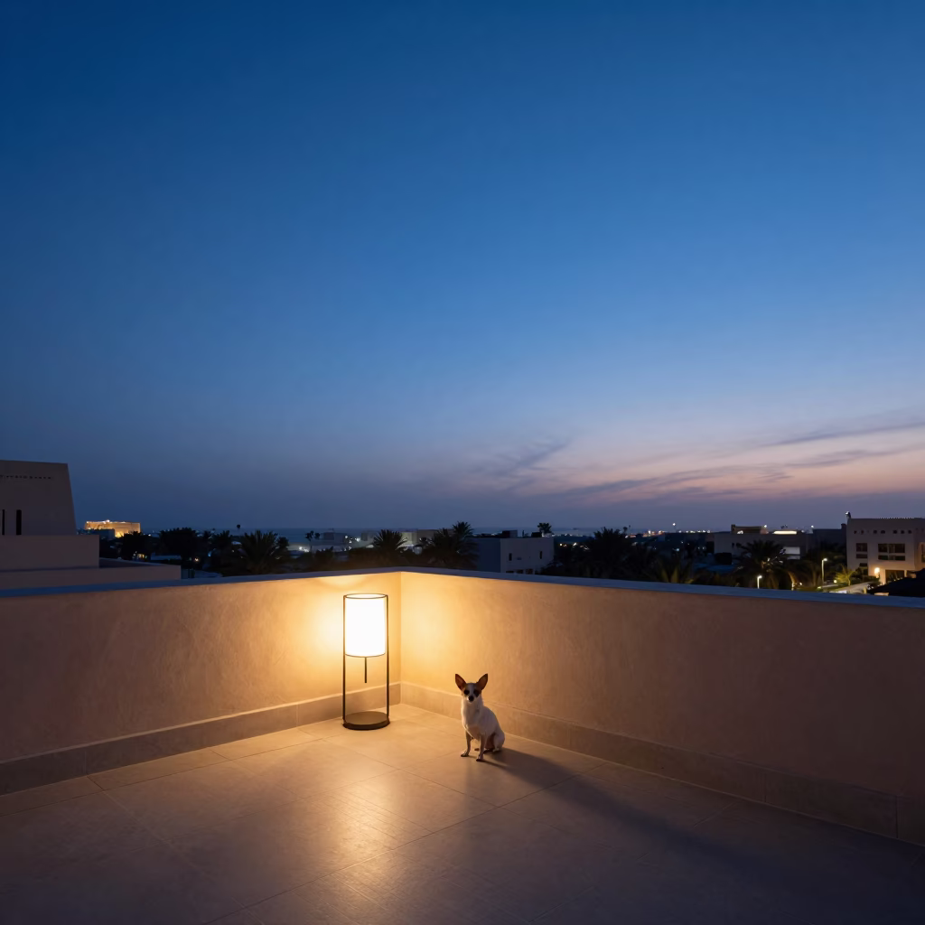 Building Terrace in Muscat at Blue Hour in in Muscat, Oman