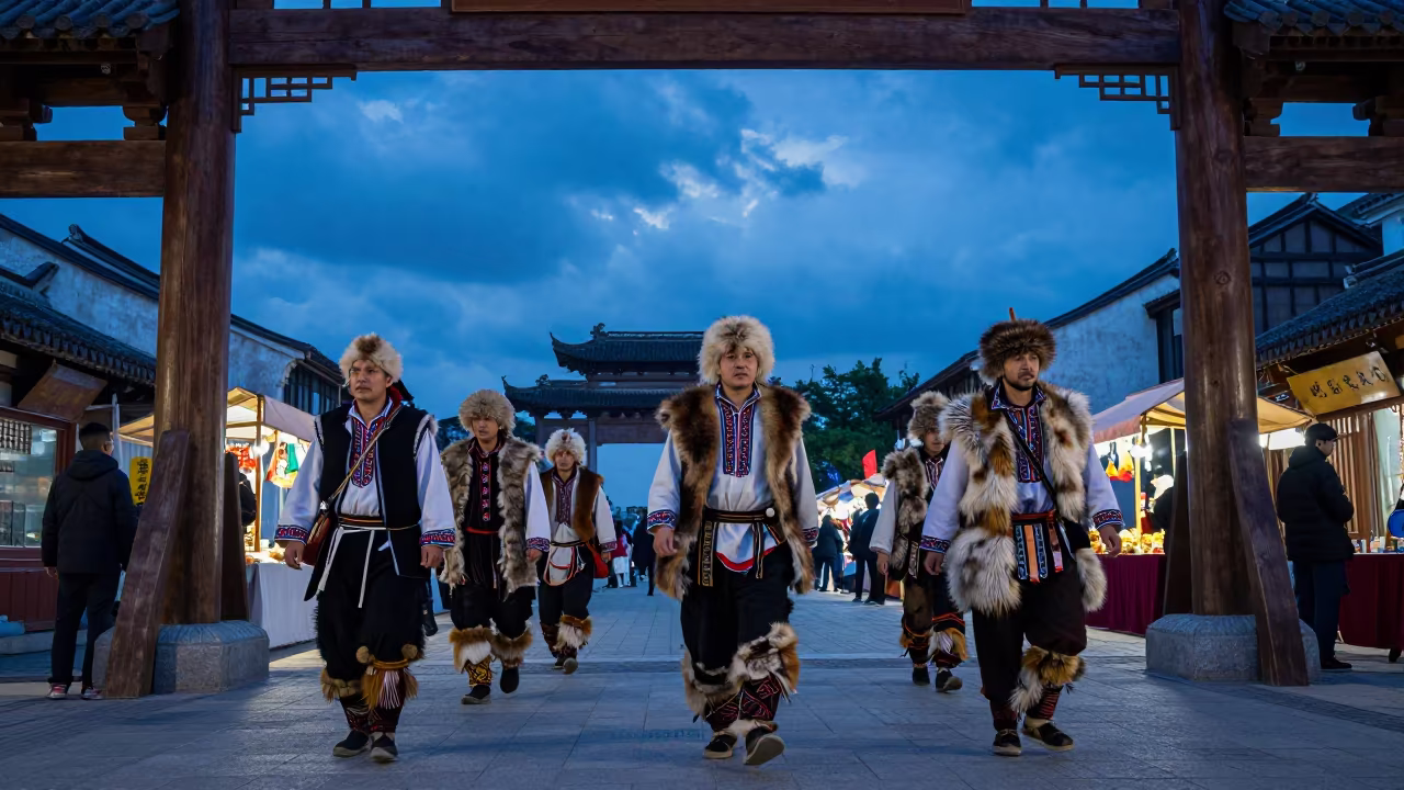 Bulgarian Kukeri at Suzhou Night Market Twilight in at a night market in Suzhou