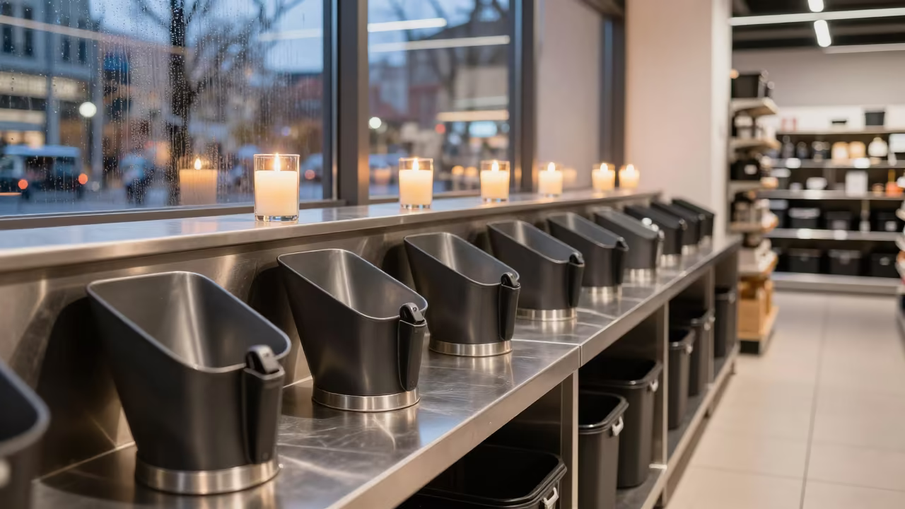 Bulk Bin Scoop Holster in Freiburg Store in inside a storefront prepared for opening near Freiburg