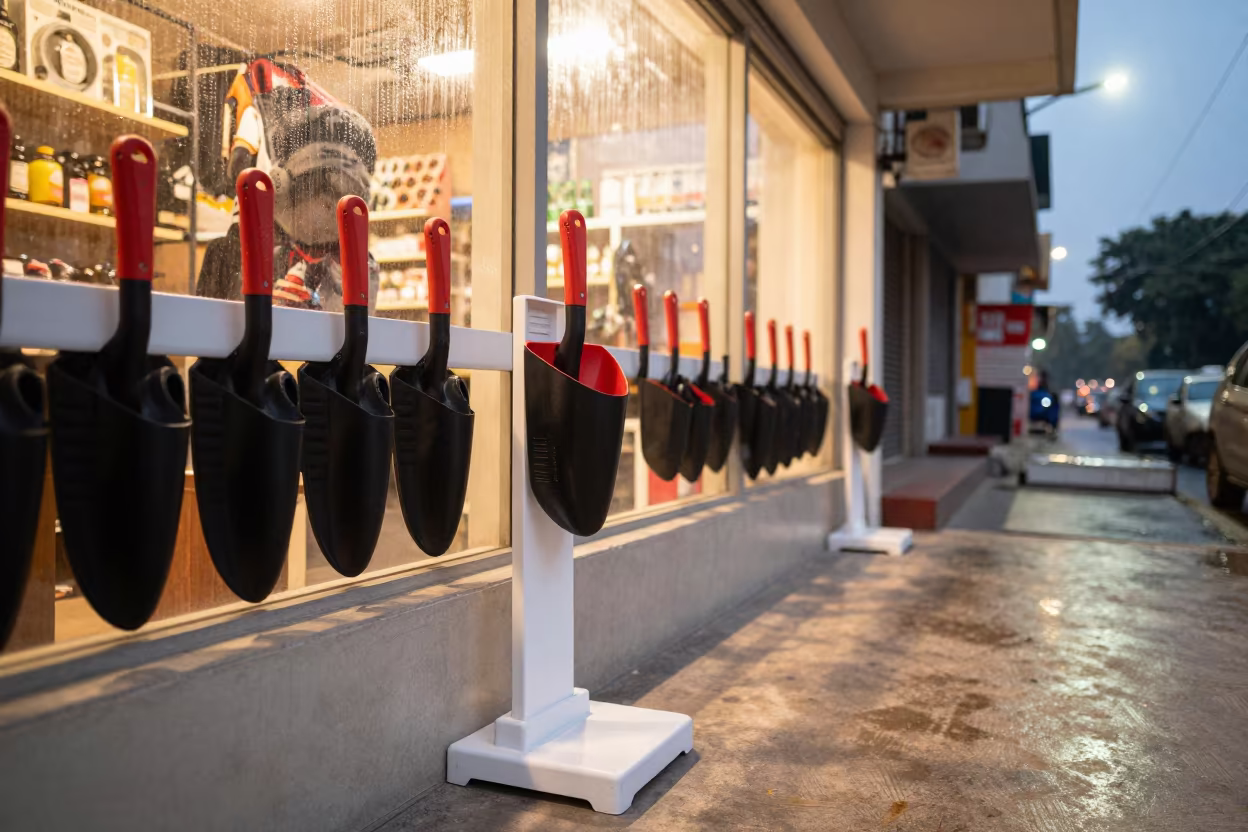 Bulk Bin Scoop Holster in Indore Retail Aisle in inside a bright retail aisle in Indore