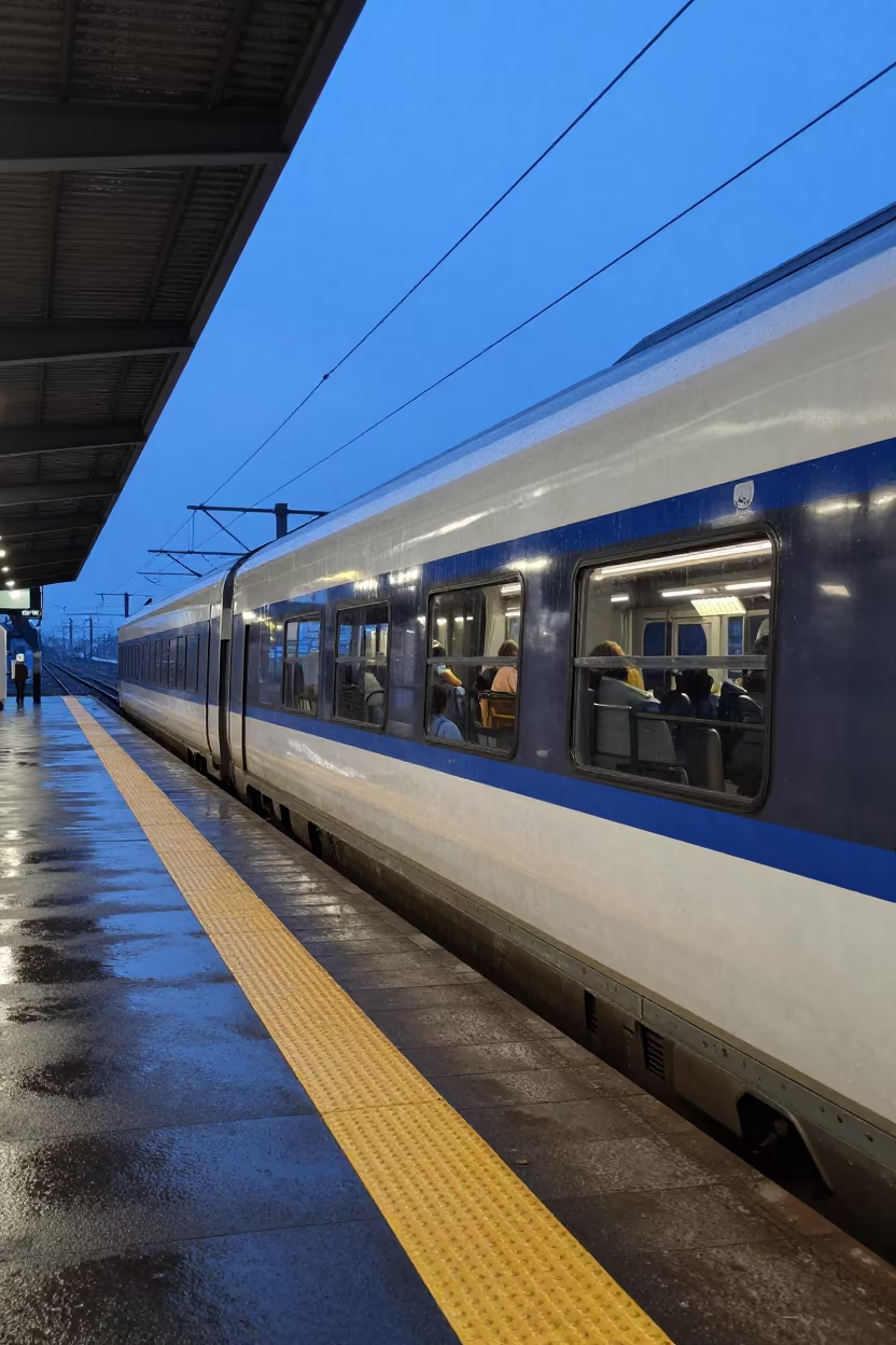 Bullet Train Reflection Swiss Twilight in in Switzerland