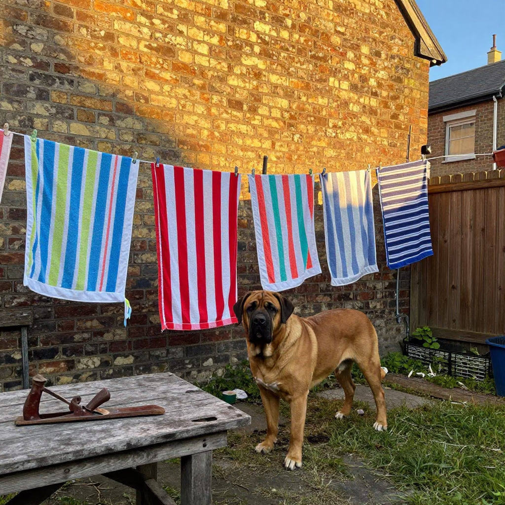 Bullmastiff at Evening Light in in Liverpool, United Kingdom