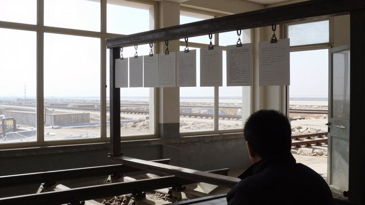 Bunk Inspection Rail in Dead Sea Barracks in inside a briefing room in the Dead Sea