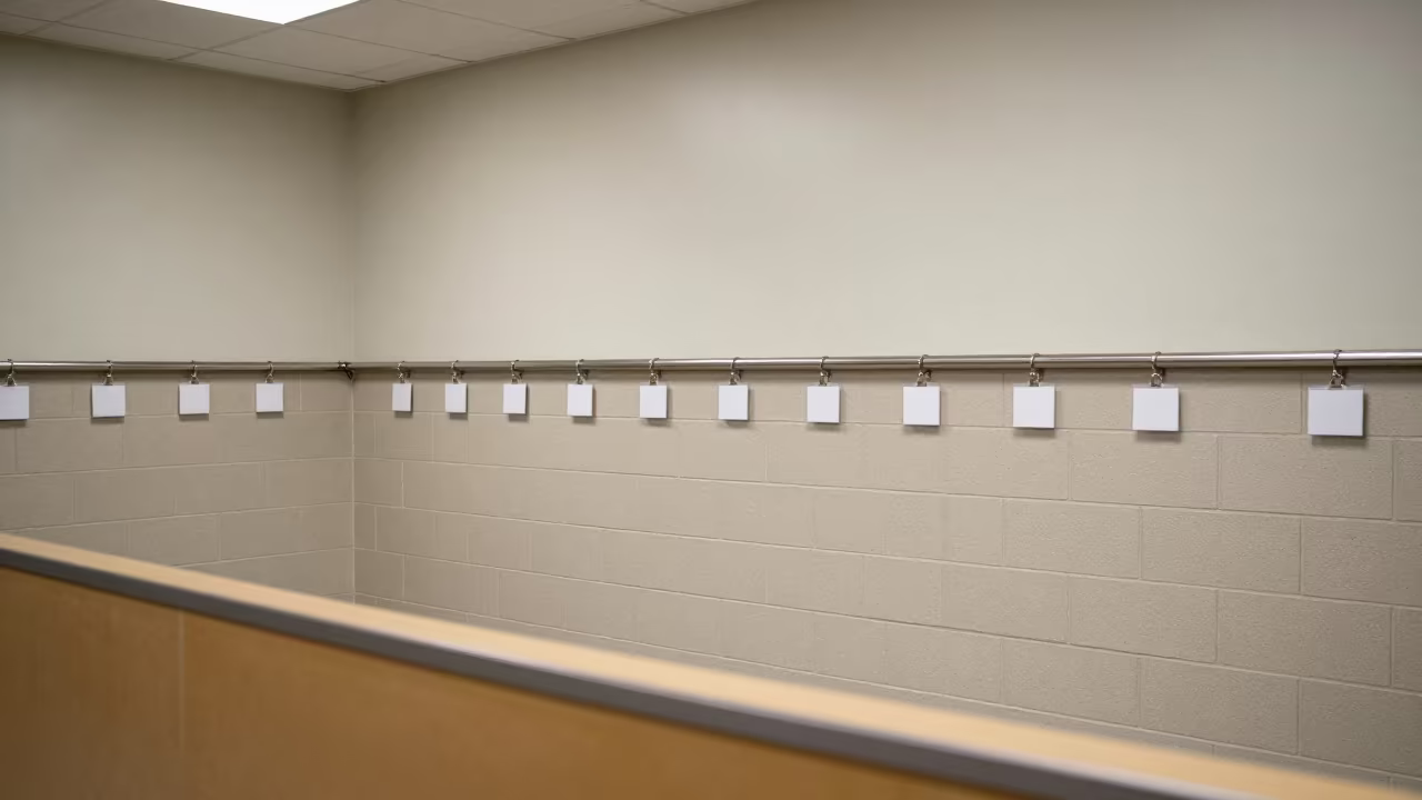 Bunk Tag Rail in Mississippi Barracks in inside a briefing room in Mississippi