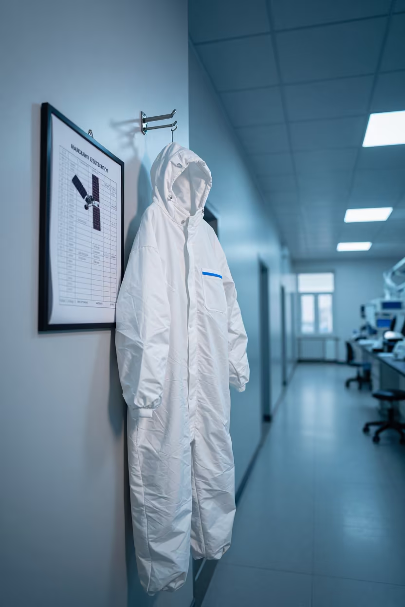 Bunny Suit Checklist Namangan Lab Blue Light in inside a university research lab in Namangan