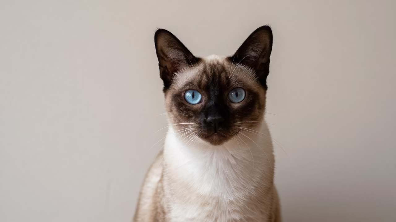 Burmilla Cat Portrait in Soft Wenzhou Light in beside a plain plaster wall in soft indoor light with the animal centered in frame in Wenzhou