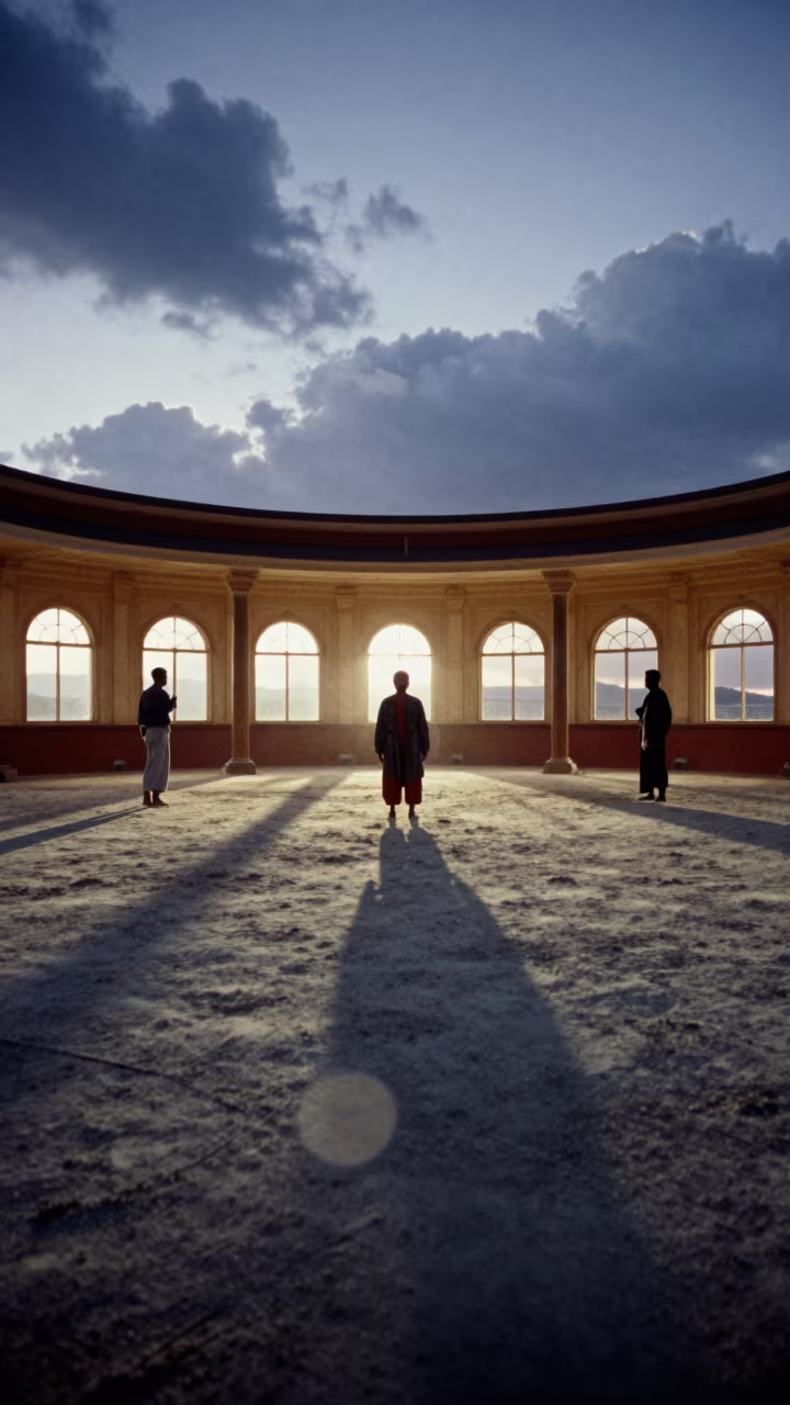 Burning Man Art in Satna Prayer Hall Dusk in in a prayer hall in Satna