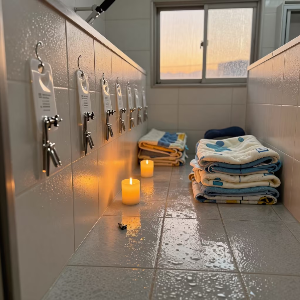 Busan Dog Wash Tags and Blankets in at a self-serve dog wash station in Busan