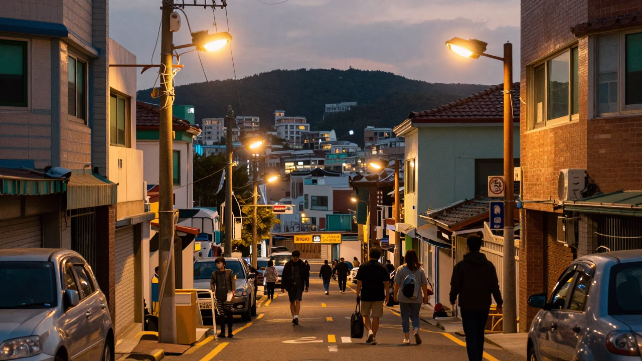 Busan Early Evening at The Early Evening Light in in Busan, South Korea