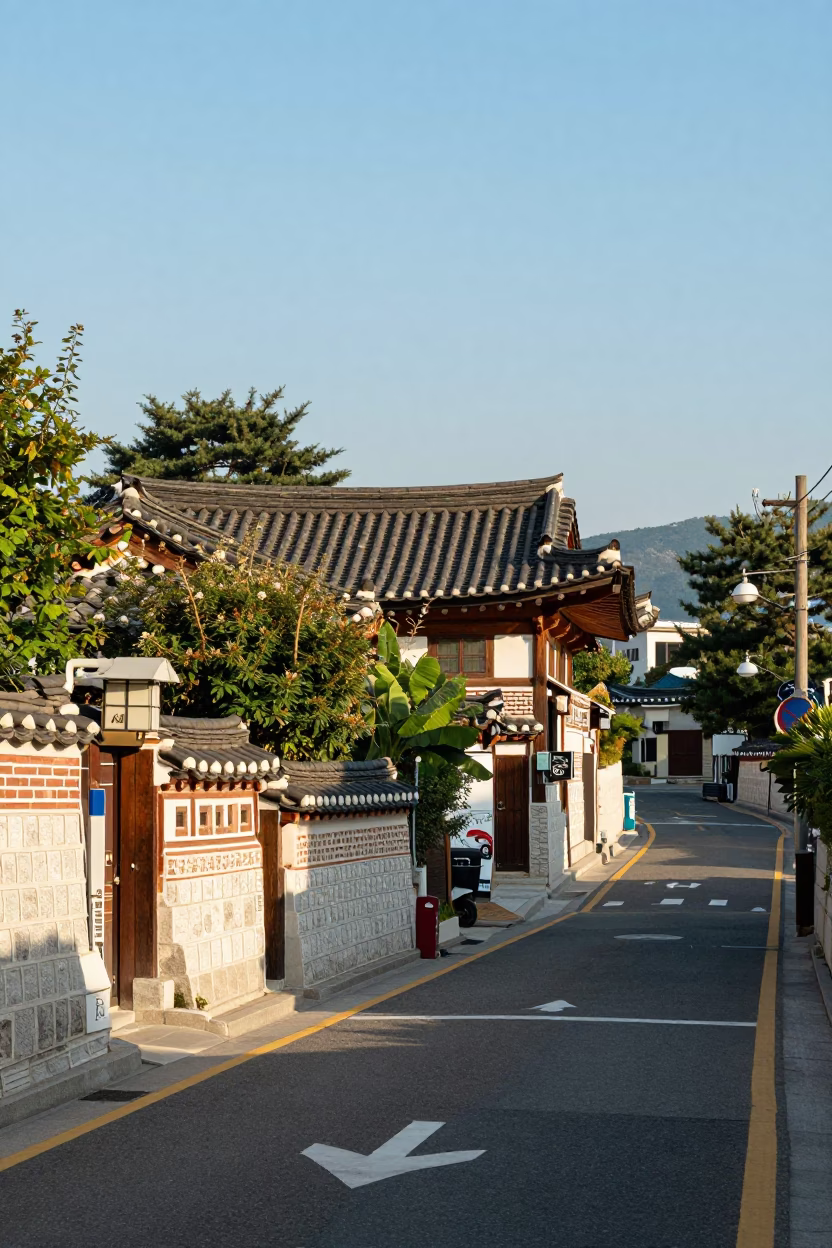 Busan South Korea Late Afternoon Street Scene with Traditional Architecture and Local Life in in Busan, South Korea