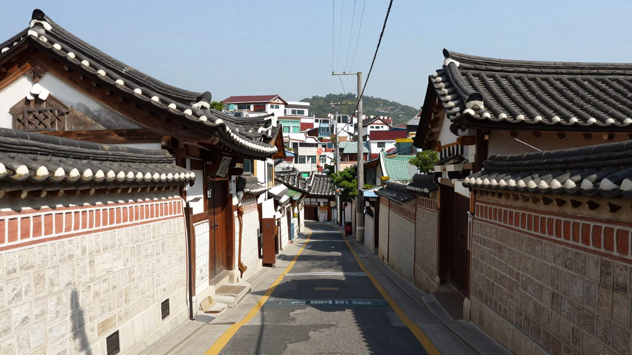 Busan South Korea Noon Street Scene with Traditional Architecture and Daily Life in in Busan, South Korea