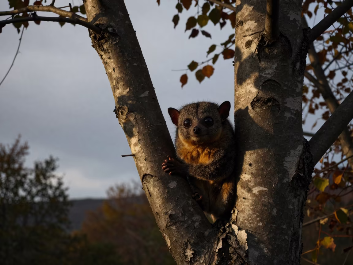 Bushbaby Eyes in Bosnian Dawn Shadow in in Bosnia and Herzegovina