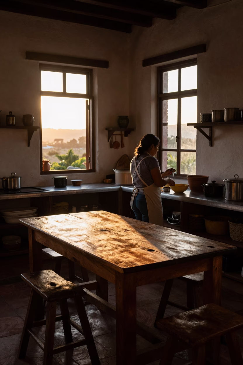 Bustling Kitchen in Merida at First Light Of Dawn in in Merida, Mexico