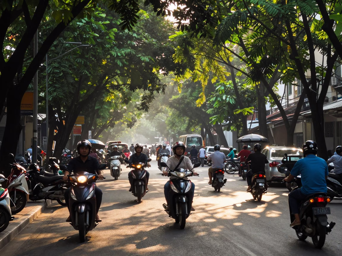 Bustling Street in Ho Chi Minh City in in Ho Chi Minh City, Vietnam