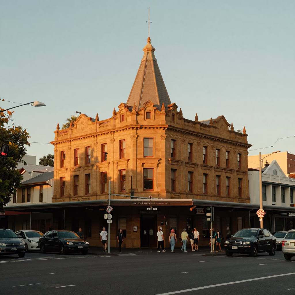 Busy Adelaide South Australia Street Scene at Sunset with Vintage 1980s Atmosphere in in Adelaide, South Australia, Australia
