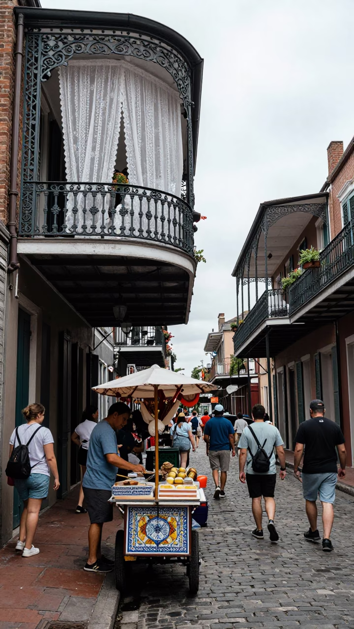 Busy Alley in New Orleans in in New Orleans, Louisiana, United States