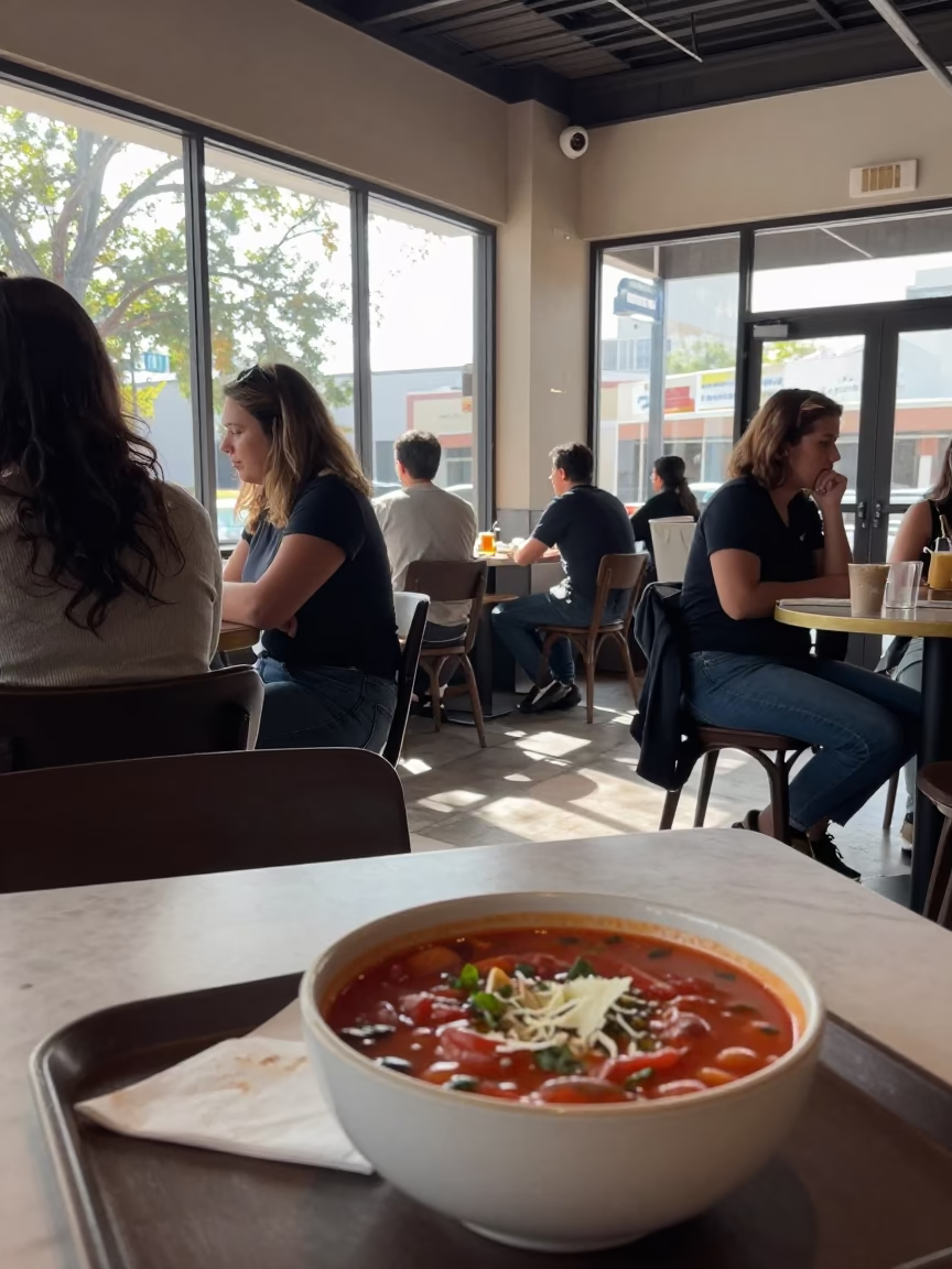 Busy Austin Texas Cafe Interior Late Morning with Customers and Food in in Austin, Texas, United States