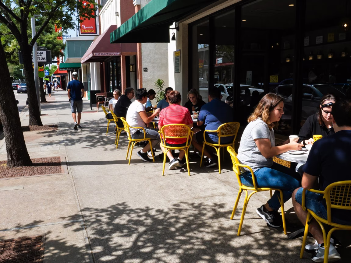 Busy Austin Texas Midday Street Scene with Vibrant Colors and Local Life in in Austin, Texas, United States