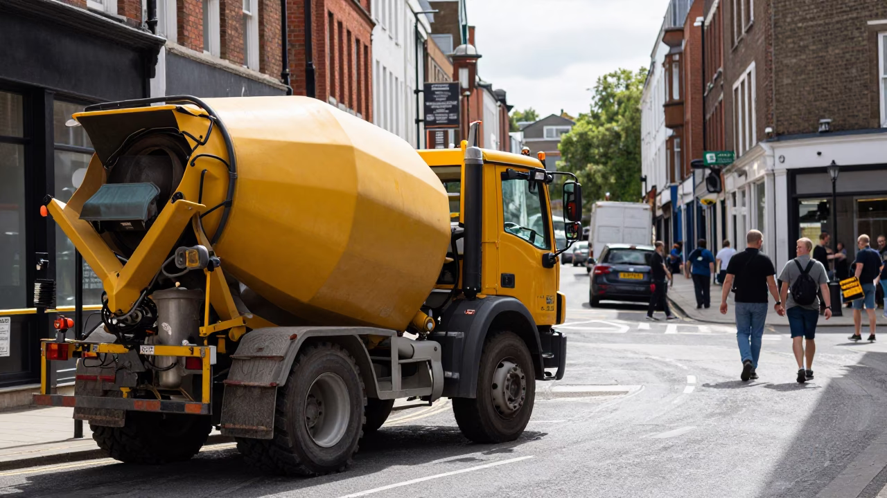 Busy Bristol Street Scene with Construction and Local Life at Midday in in Bristol, United Kingdom