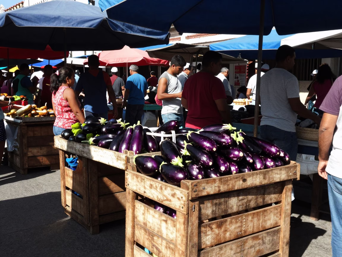 Busy Cartagena Colombia Street Market Stall Under Harsh Noon Sunlight in in Cartagena, Colombia