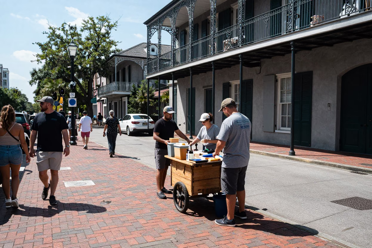 Busy Charleston South Carolina Midday Street Scene with Local Details and Vintage 1970s Atmosphere in in Charleston, South Carolina, United States