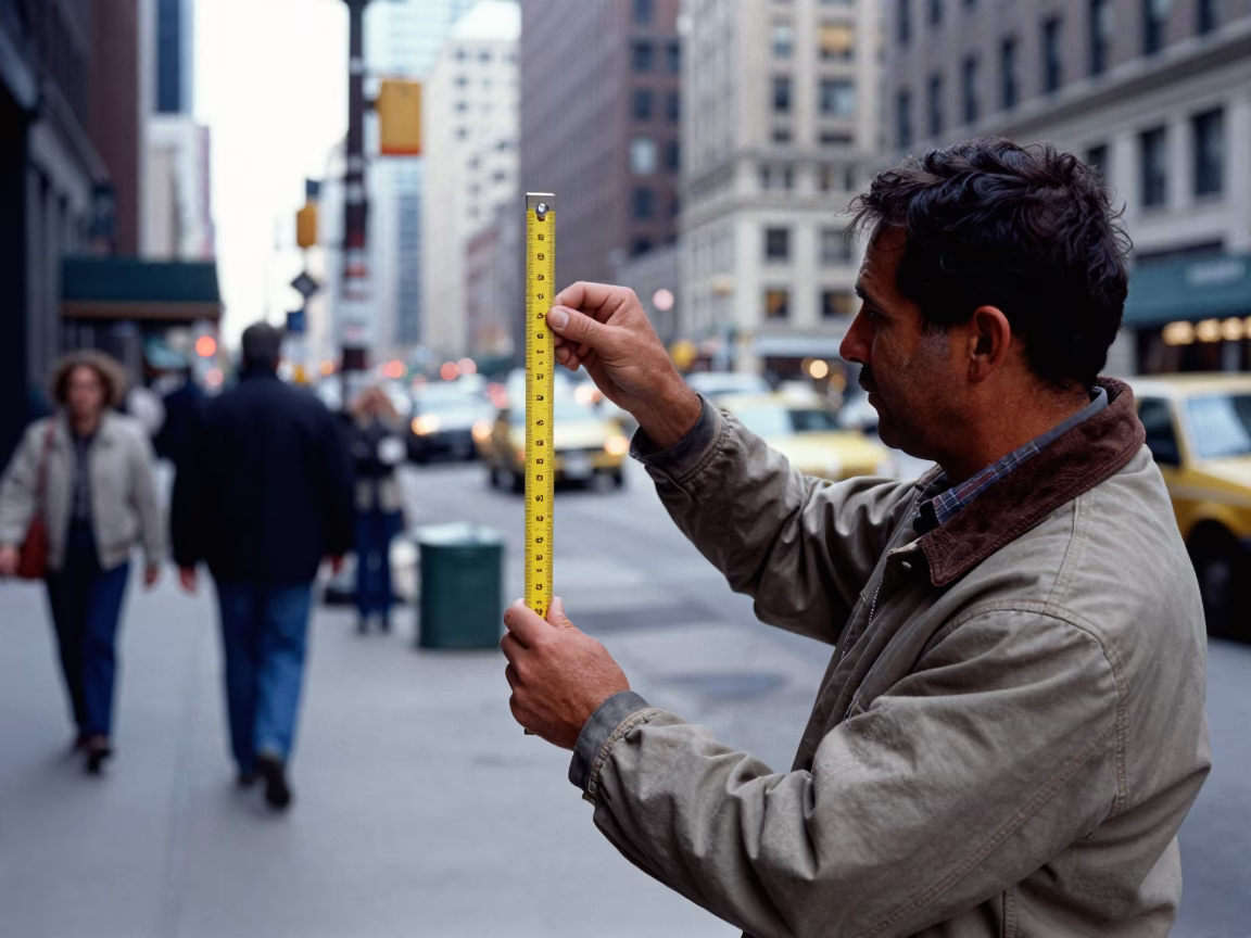 Busy Chicago Street Scene Late Morning with Folding Ruler and Urban Details in in Chicago, Illinois, United States