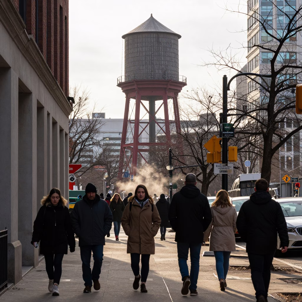 Busy Chicago Street Scene Late Morning with Water Tower and Urban Details in in Chicago, Illinois, United States