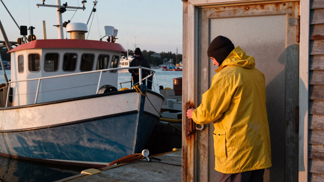 Busy Halifax Nova Scotia Harbor Early Morning Fishing Activity in in Halifax, Nova Scotia, Canada