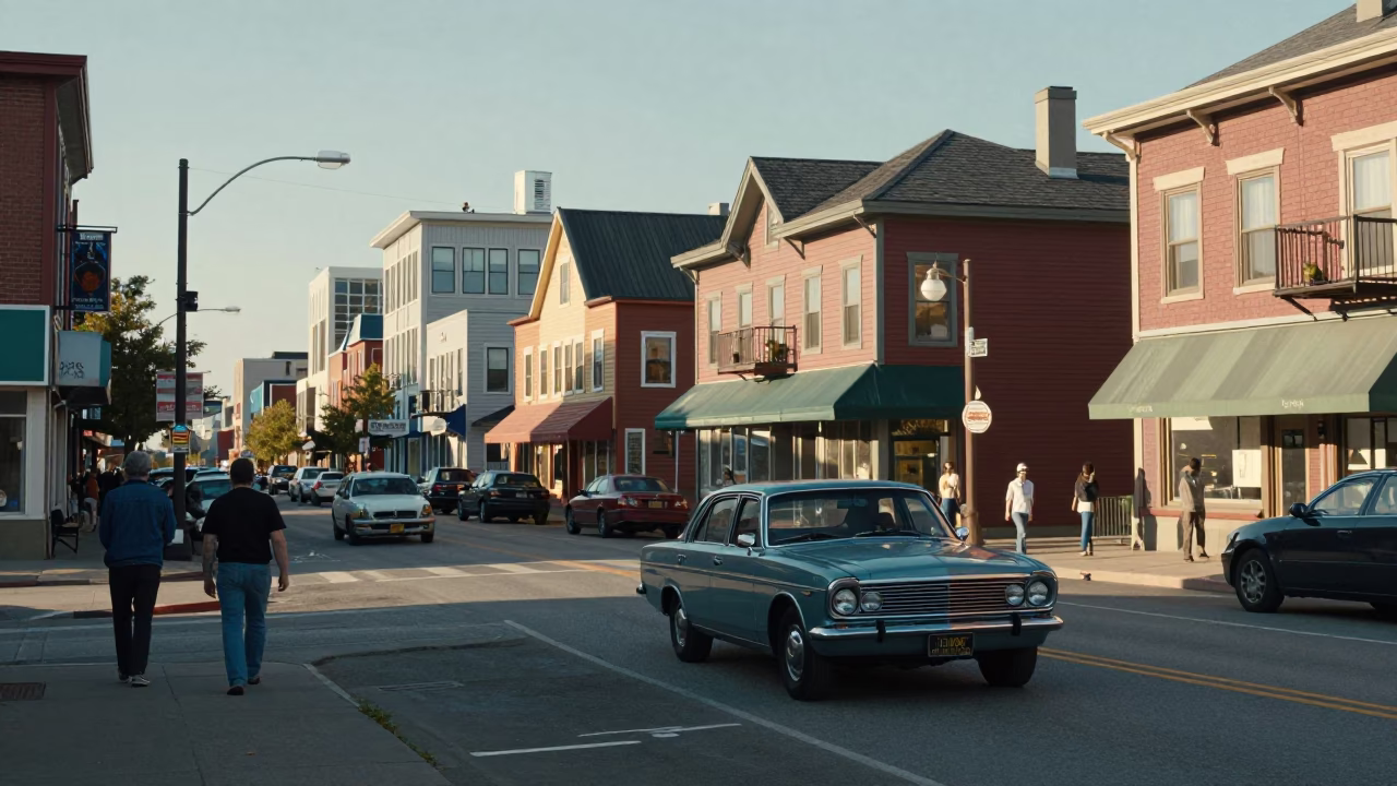 Busy Halifax Nova Scotia Street Scene Late Afternoon 1970s Era Realistic Photograph in in Halifax, Nova Scotia, Canada