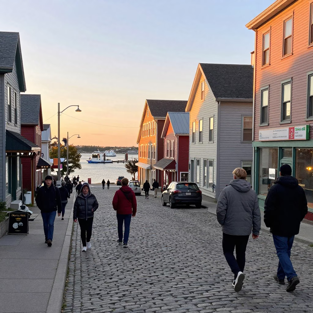Busy Halifax Nova Scotia Street Scene Late Afternoon with Local Details in in Halifax, Nova Scotia, Canada