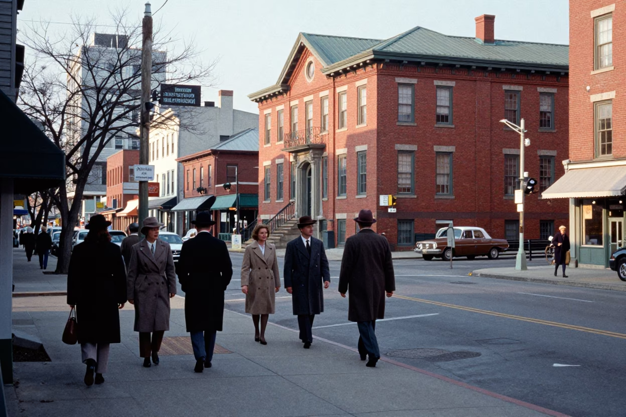 Busy Halifax Nova Scotia Street Scene Late Morning 1950s Era in in Halifax, Nova Scotia, Canada